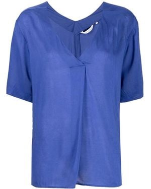 Xacus V-Neck Blouse - Blue