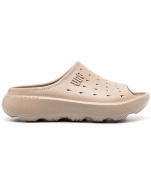 UGG Slide It Logo-Embossed Sandals - White