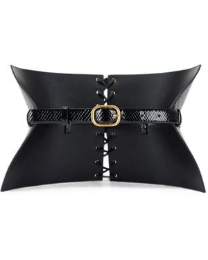 Elisabetta Franchi Cinturón Estilo Bustier Con Estampado De Piel De Pitón - Negro