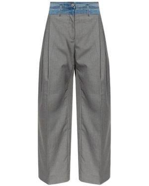 Munthe Normay Denim-Waistband Pleated Trousers - Grey