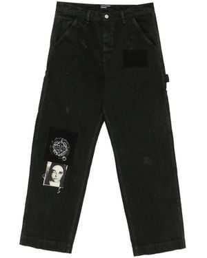 Enfants Riches Deprimes Patchwork Distressed Cotton Trousers - Black