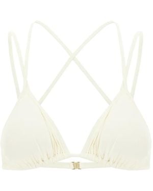 MAISON ANANA Crossover-Strap Ruched Bikini Top - White