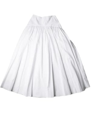 STAUD Procida Ruffled Midi Skirt - White