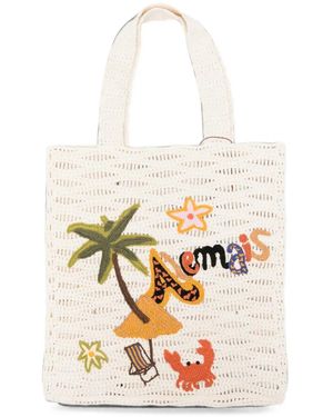 ALÉMAIS Island Cove Embroidered Crochet Tote Bag - White