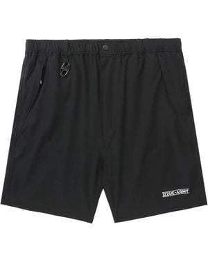 Izzue Mid-Rise Straight-Leg Shorts - Black