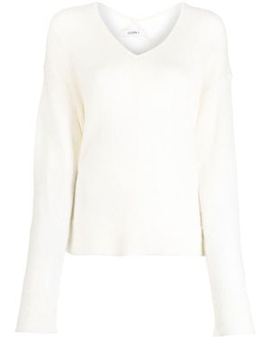 Goen.J V-Neck Knitted Jumper - White