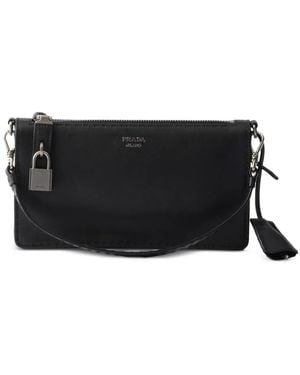Prada Pochette En Cuir Vieilli - Noir