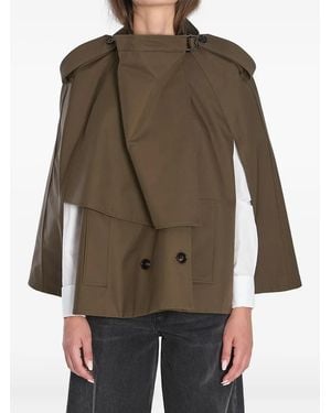 Burberry Juniper Double-Breasted Epaulet Cape - Brown