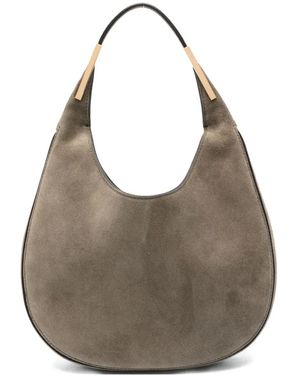 SAVETTE Small Florence Suede-Tone Top-Handle Shoulder Bag - Grau