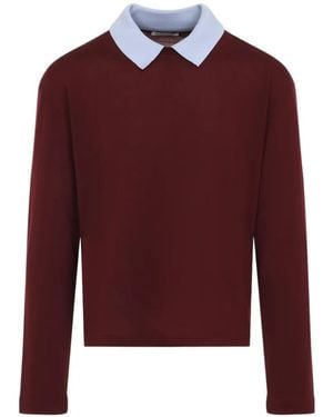 Jil Sander Polo Con Cuello En Contraste - Rojo