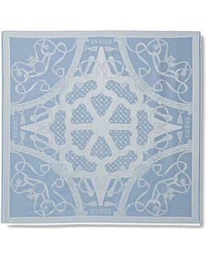 Guess Bufanda Con Motivo De Flecos - Azul