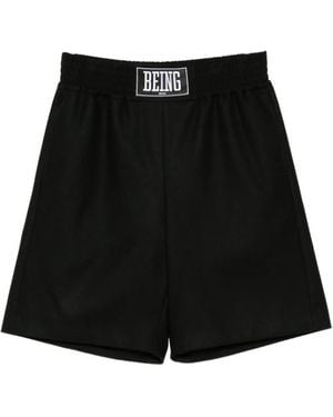 Sacai Logo-Patch Shorts - Black