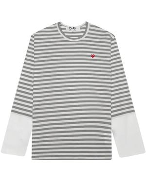 COMME DES GARÇONS PLAY Striped Long-Sleeve T-Shirt - Grey