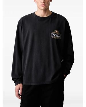 Rhude Logo-Print Long-Sleeve T-Shirt - Black