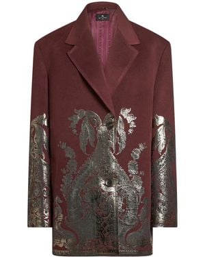 Etro Metallic Paisley Notched Blazer - Purple