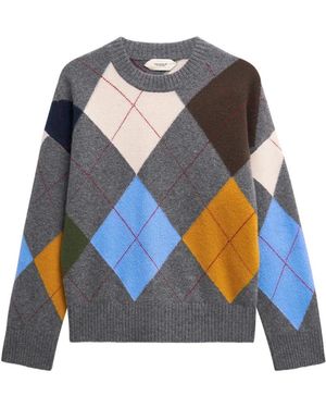 Pringle of Scotland Crew-Neck Argyle-Pattern Jumper - Blue