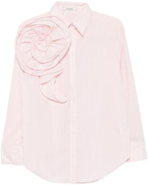 Dorothee Schumacher Floral-Appliqué Pinstripe Shirt - Pink