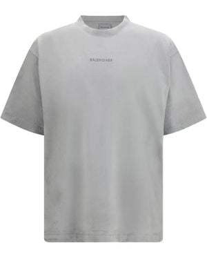 Balenciaga Logo-Print Medium-Fit T-Shirt - Grey
