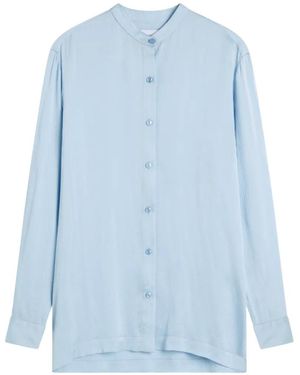 Bondi Born Ardea Hammered-Satin Shirt - Blue
