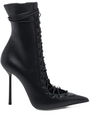 Le Silla Colette Lace-Up Stiletto Boots - Black