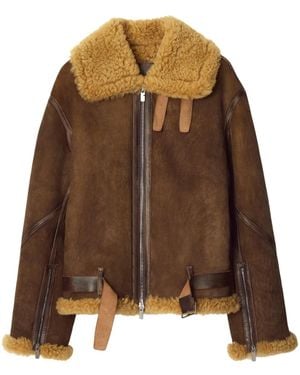 Burberry Shearling Aviator Jacket - Brown