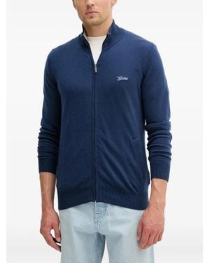 Guess Logo-embroidered cardigan - Blau