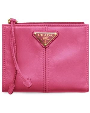 Prada Triangle-Logo Small Wallet - Pink