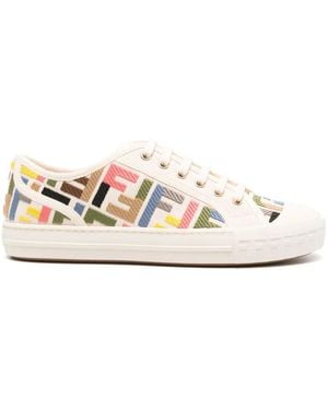 Fendi Domino Canvas Sneaker in White | Lyst