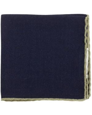 Al Duca d'Aosta Contrast-Trim Wool Pocket Square - Blue