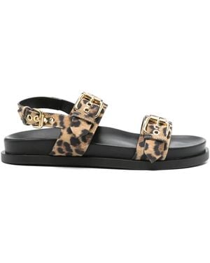 Agl Attilio Giusti Leombruni Leopard-Print Sandals - Black