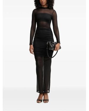 Guess Sheer Ruched Dress - Black