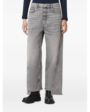 AllSaints Vaqueros Anchos Deshilachados Con Dobladillo Sin Rematar - Gris
