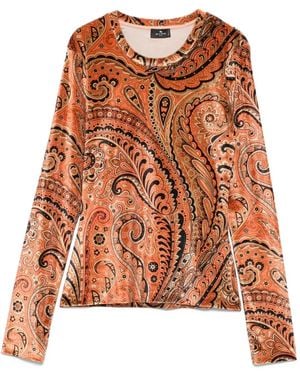 Etro ペイズリーベルベットトップ - オレンジ