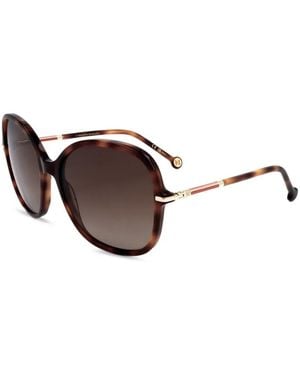 Carolina Herrera Tortoiseshell-Effect Round-Frame Sunglasses - Brown