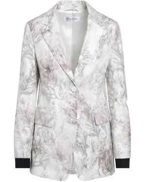 Max Mara Floral-Print Single-Breasted Blazer - Gray