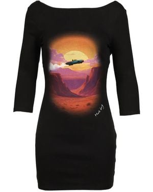 Markgong Graphic-Print Open-Back Mini Dress - Black