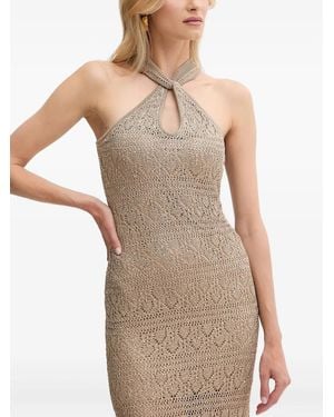 Guess Halterneck Knitted Maxi Dress - Natural