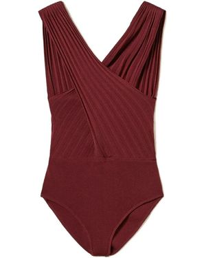 Twinset Crossover Ribbed Top - Red