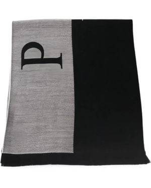 Philipp Plein Logo-Intarsia Fringed Scarf - Black