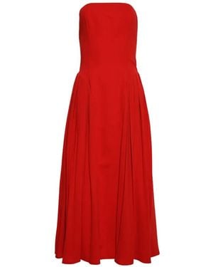 Florence & Fortitude Aria Strapless Pleated Midi Dress - Red