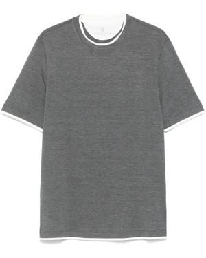 Brunello Cucinelli T-Shirt With Faux-Layering - Grey
