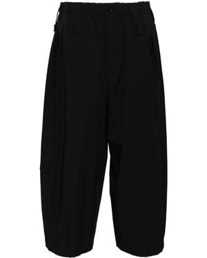 Yohji Yamamoto Wide-Leg Cropped Trousers - Black