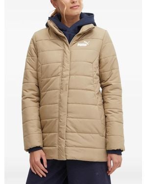 PUMA Quilted Logo-Print Jacket - Natural