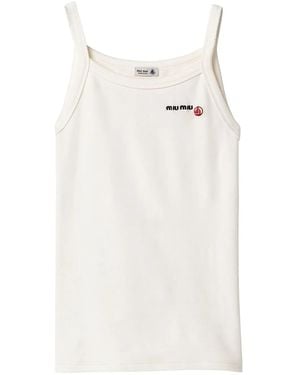 Miu Miu X Petit Bateau Embroidered Tank Top - White