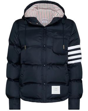 Thom Browne Down Hooded Jacket - Blue