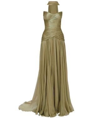 IRIS SERBAN Linda Ruched Maxi Gown - Green