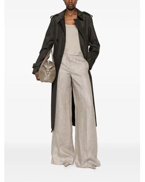 Max Mara Pantalon En Lin À Motif De Chevrons - White