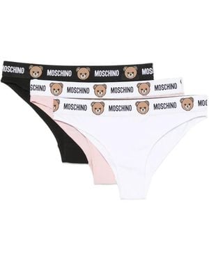 Moschino Set De Tres Calzoncillos Con Logo Teddy Bear - Blanco