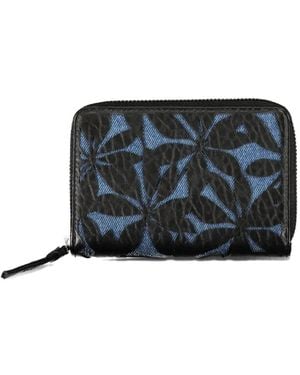 Desigual Floral-Pattern Denim-Detail Wallet - Black