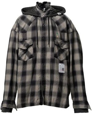Maison Mihara Yasuhiro Chequered Hooded Shirt - Black